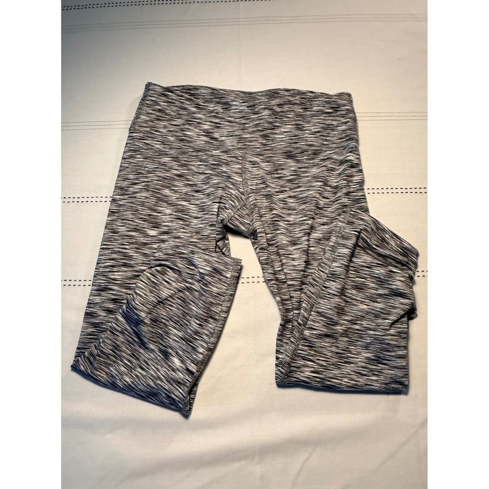 Moving Comfort Womens Space Dye Capri Leggings Gray‎ White Side Tie Crop Small